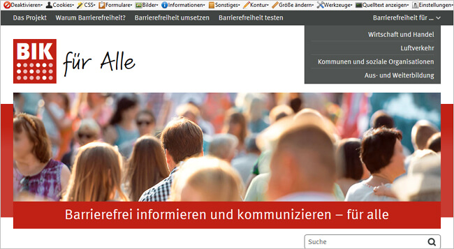 Screenshot BIK für Alle mit eingeschalteten Stylesheets