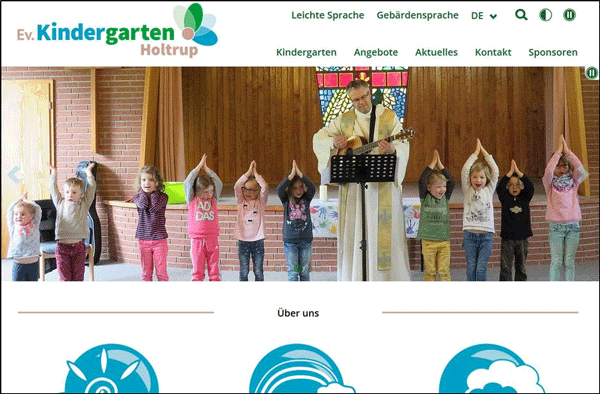 Screenshot der Webseite der Evangelischen Kita Holtrup