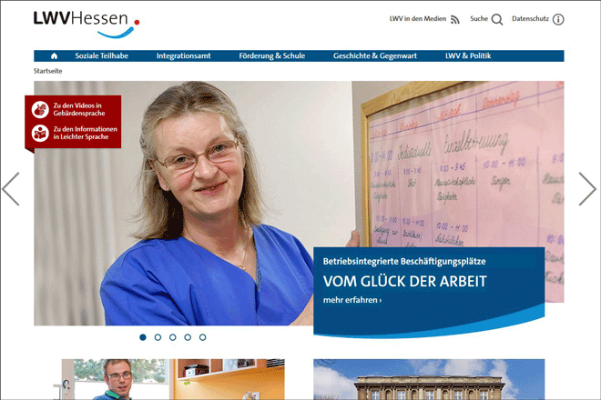Startseite des Webangebots 'LWV Hessen'