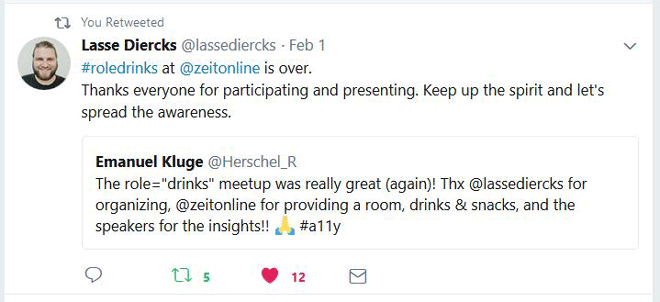Screenshot einer Twitternachricht von Lasse Diercks (@lassediercks): Thanks everyone for participating.