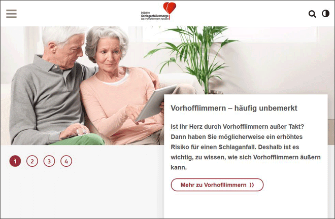 Startseite des Webangebots 'Schlaganfall verhindern'