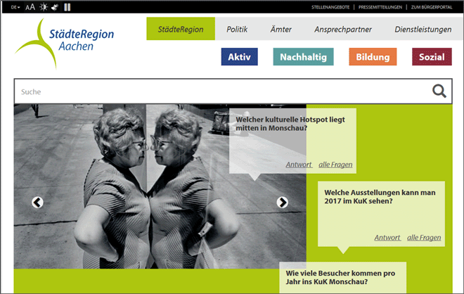 Startseite des Webangebots StädteRegion Aachen